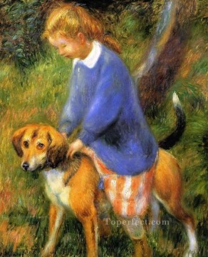 レナと犬のペットの子供たち Oil Paintings